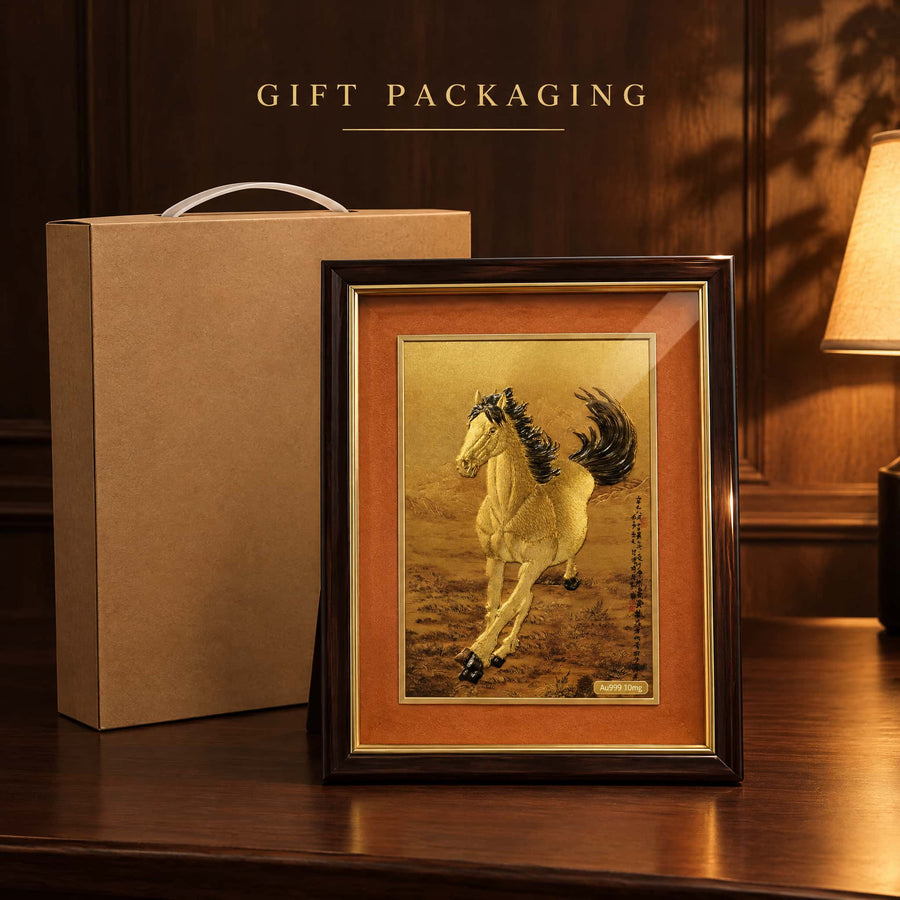 Galloping Horse Artwork - Gift Box Packaging — product contains a 24K gold component or detail