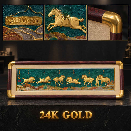 Imperial Six Steeds Artwork - Pure Gold Foil Detail