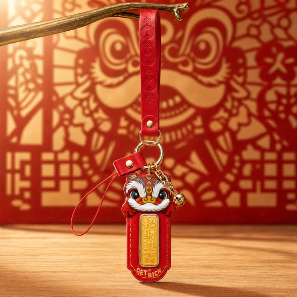 Lion Fortune Pendant - Front View — product contains a 24K gold component or detail