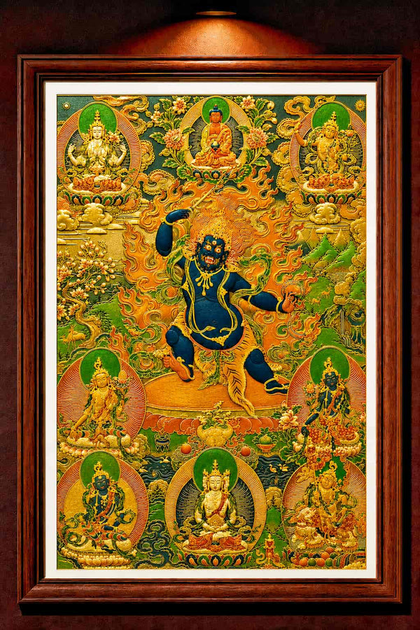 24K Gold Acala Thangka - Wrathful Protector Fudomyo Protection Sacred Art | Master Xi