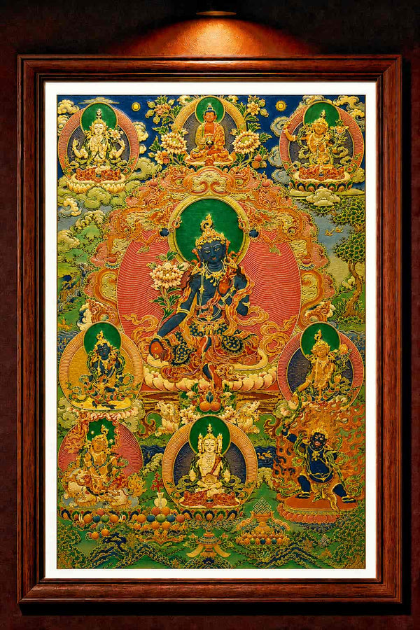 24K Gold Akashagarbha Thangka - Wealth Bodhisattva Xukongzang Blessing Sacred Art | Master Xi