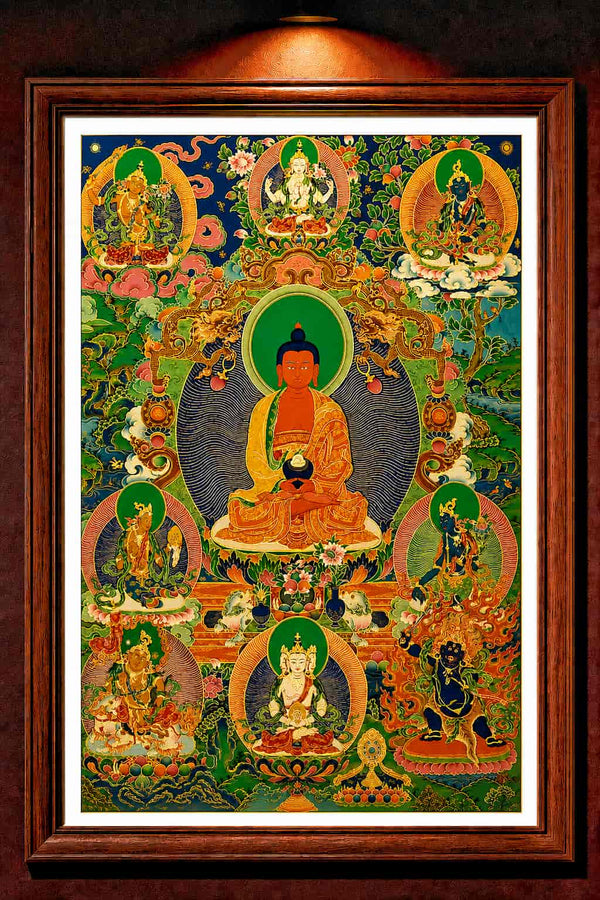 24K Gold Amitabha Thangka - Amitayus Infinite Light Western Paradise Sacred Art | Master Xi