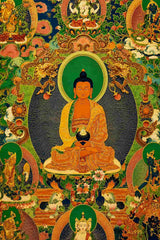 24K Gold Amitabha Thangka 24K Gold Craft Close Up - Au 999 24K Gold Detail Texture Sacred Art design by Master Xi