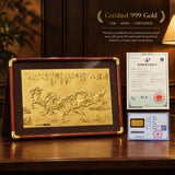 Eight Horses Framed Art - Artwork with Test Documentation — product contains a 24K gold component or detail