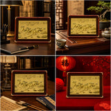 Eight Horses Painting in Office - Lifestyle Scene — product contains a 24K gold component or detail