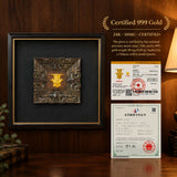 Four Rams wall art shown with its material test documentation