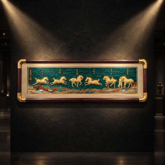 Imperial Six Steeds Artwork with product-specific 24K gold detail - Front View