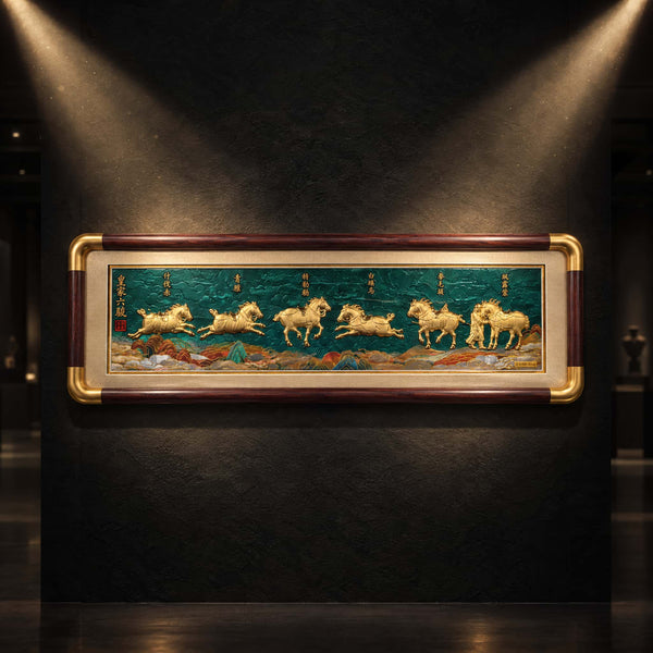 Imperial Six Steeds Artwork with product-specific 24K gold detail - Front View