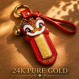 24K Gold Lion Fortune Pendant - 24K Gold Detail
