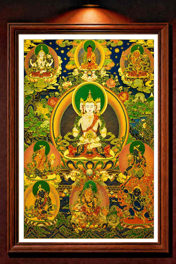 24K Gold Mahavairocana Thangka - Vairocana Buddha Wisdom Light Sacred Art | Master Xi