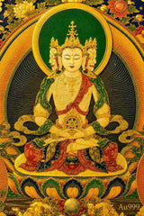 24K Gold Mahavairocana Thangka 24K Gold Craft Close Up - Au 999 24K Gold Detail Texture Sacred Art Master Xi