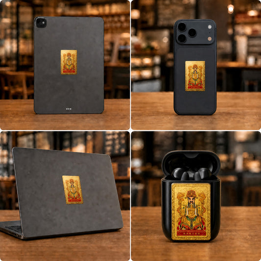 Wealth Dragon King phone sticker shown on compatible personal devices, Master Xi — product contains a 24K gold component or detail