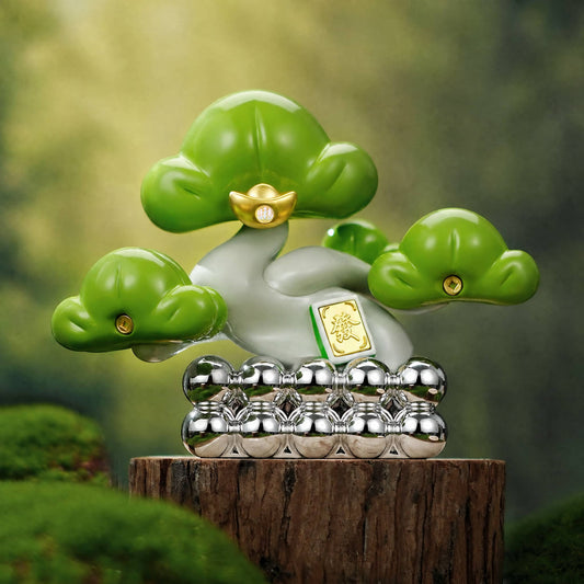 Pine Tree Wealth Ornament - Front View — product contains a 24K gold component or detail