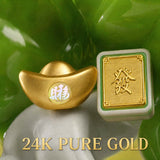 24K Gold Pine Tree Wealth Ornament - 24K Gold Detail