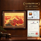 Red Mountain Landscape artwork shown with its material test documentation