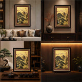 Welcoming Pine Artwork in Living Room - Lifestyle Scene — product contains a 24K gold component or detail
