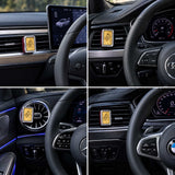 Mahjong car diffuser mounted on air vents in four vehicle interiors.